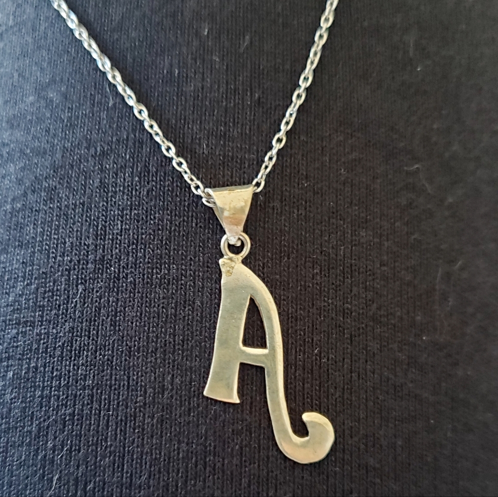 Vintage 925 Sterling Silver "A" Charm Necklace